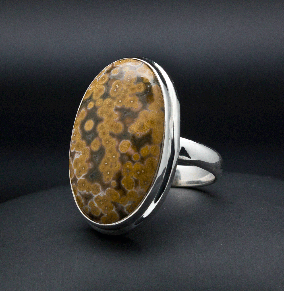 Sterling Silver Ocean Jasper Ring Size 8