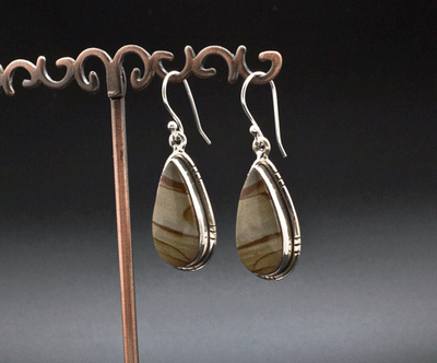 Sterling Silver Wildhorse Picture Jasper Earrings