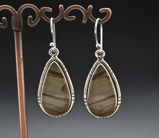 Sterling Silver Wildhorse Picture Jasper Earrings