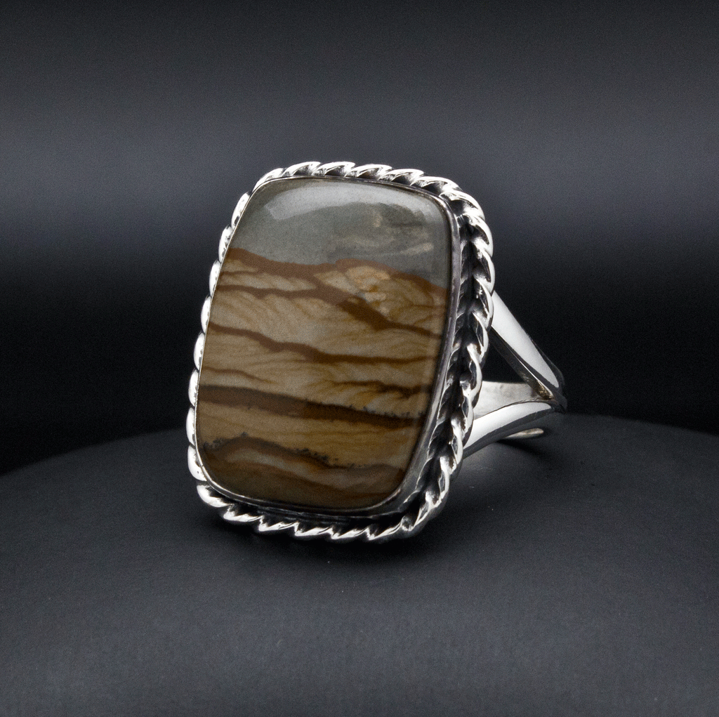 Sterling Silver Wildhorse Picture Jasper Ring Size 10