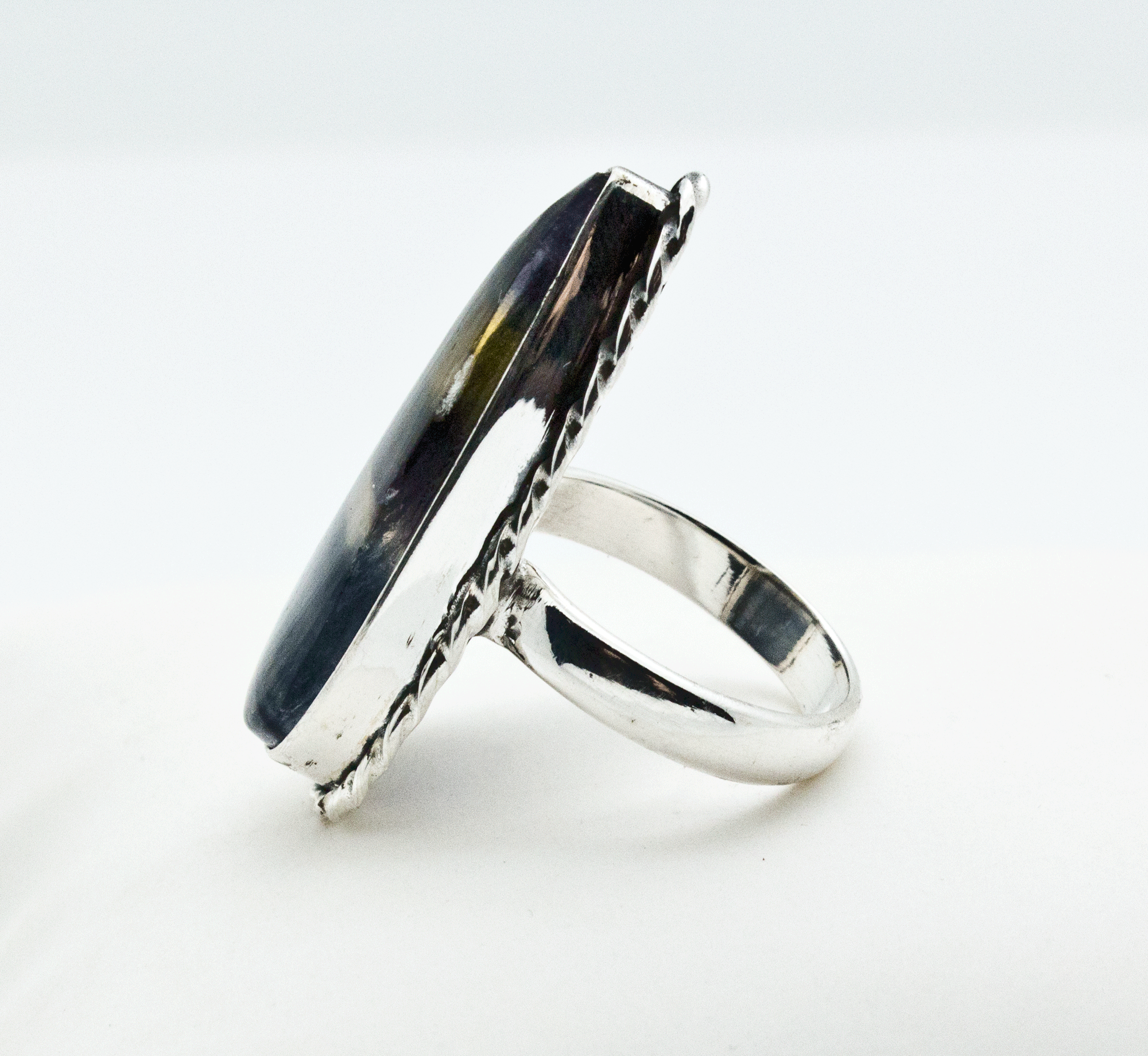Sterling Silver Rainbow Fluorite Ring Size 7