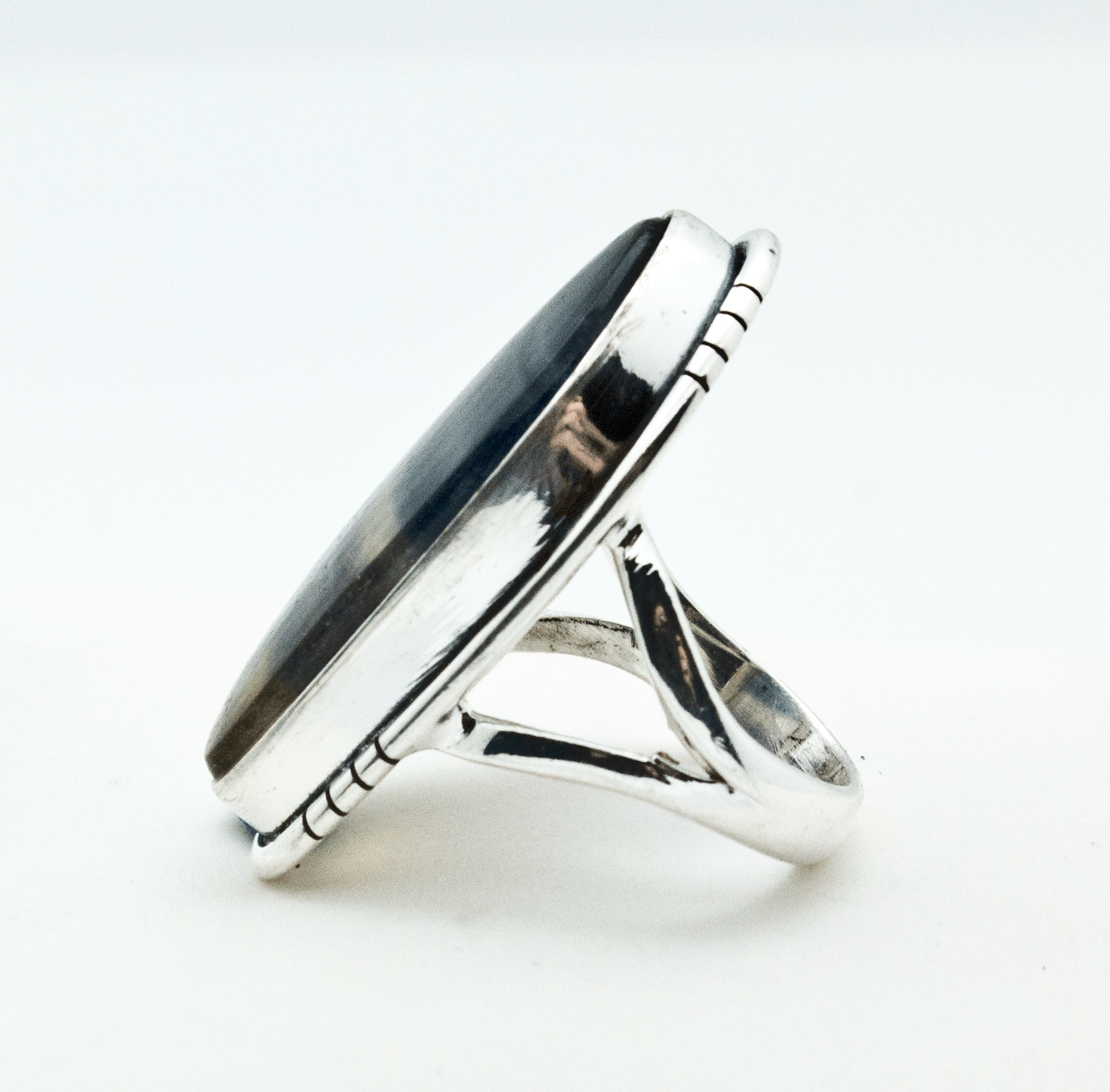 Sterling Silver Rainbow Fluorite Ring Size 5