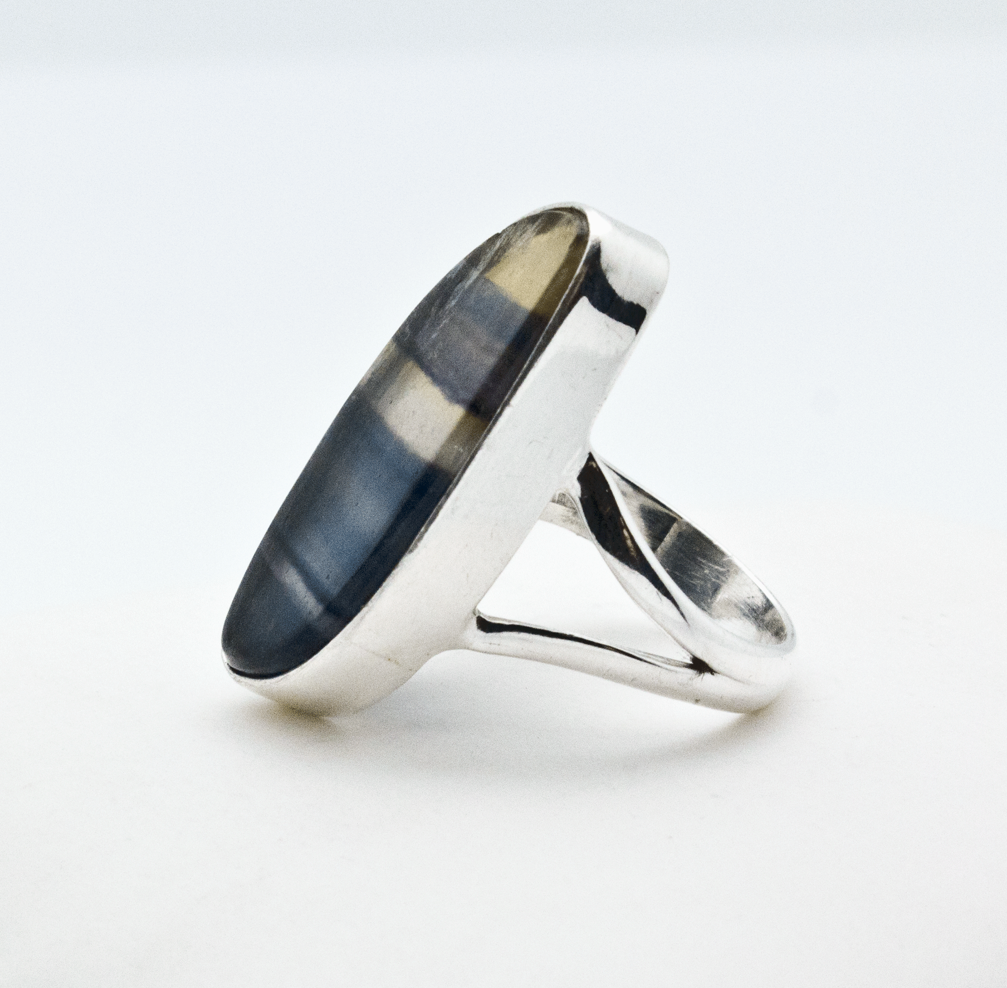 Sterling Silver Rainbow Fluorite Ring Size 6
