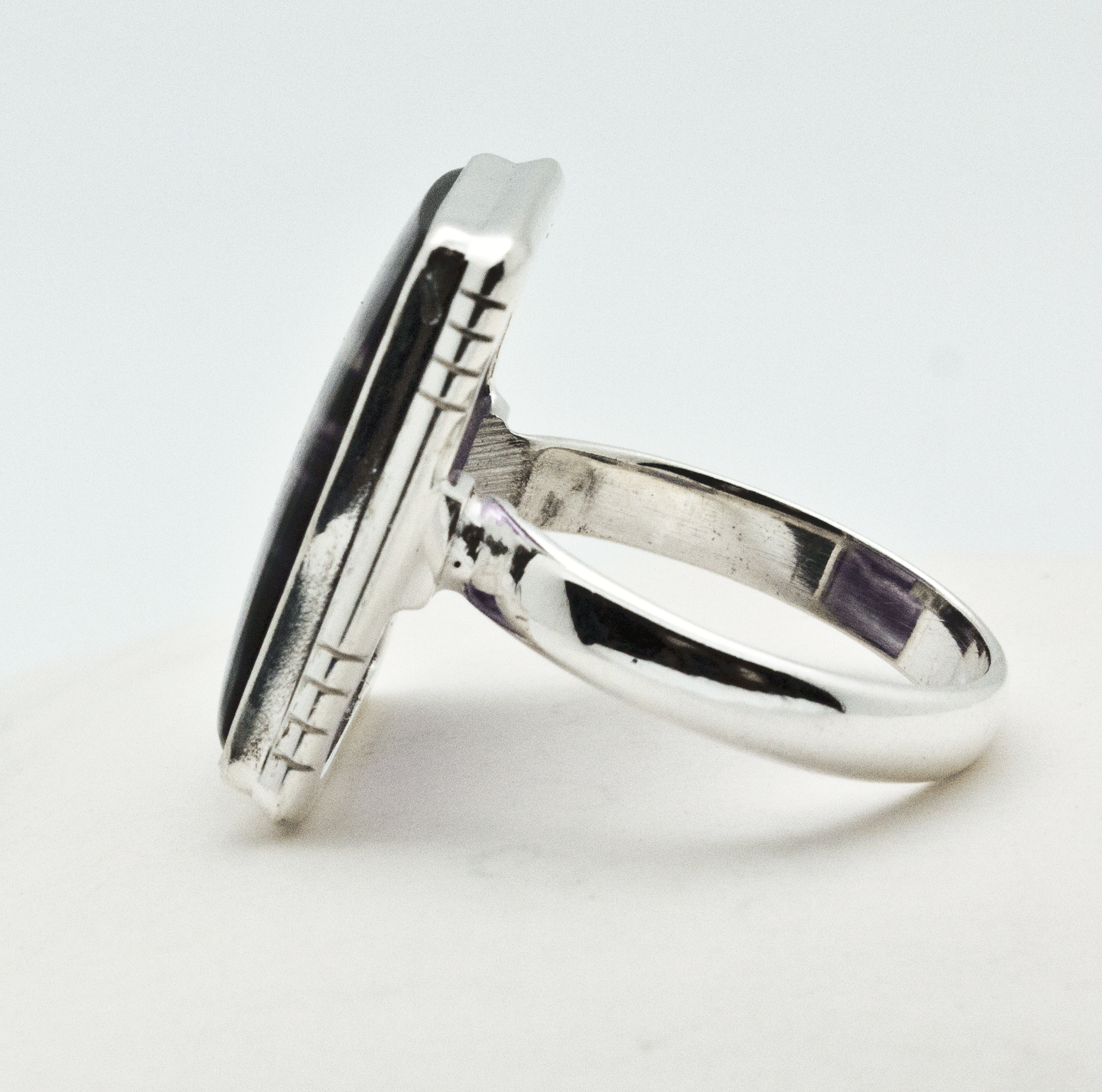 Sterling Silvewr Rainbow Fluorite Ring Size 9