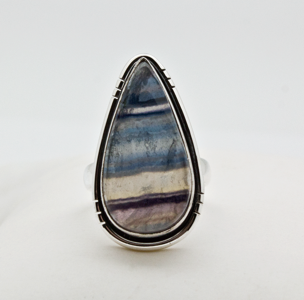 Sterling Silver Rainbow Fluorite Ring SIze 5