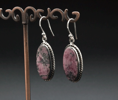 Sterling Silver Rhodonite Earrings