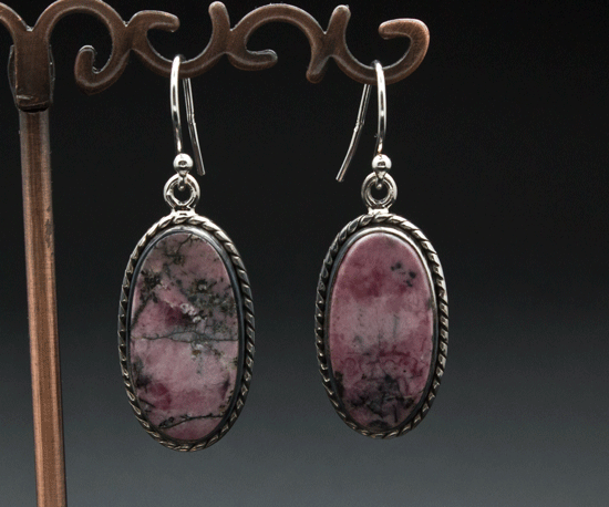 Sterling Silver Rhodonite Earrings