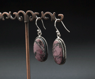 Sterling Silver Rhodonite Earrings