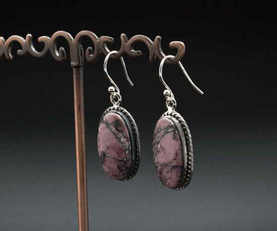 Sterling Silver Rhodonite Earrings