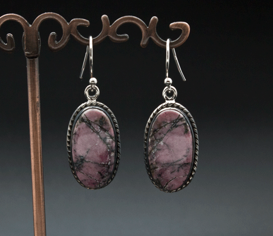 Sterling Silver Rhodonite Earrings