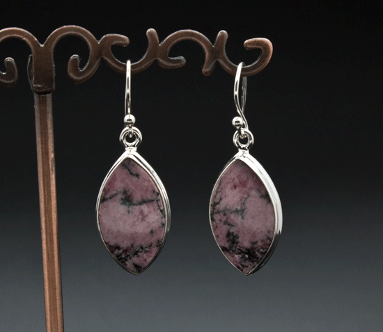 Sterling Silver Rhodonite Earrings