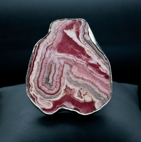 Sterling Silver Rhodochrosite Adjustable Ring