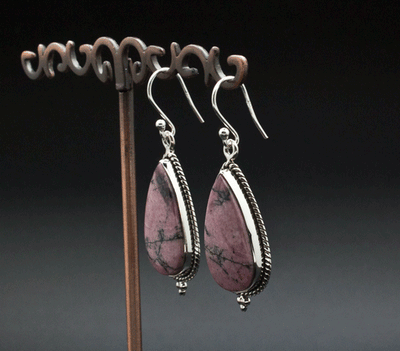 Sterling Silver Rhodonite Earrings