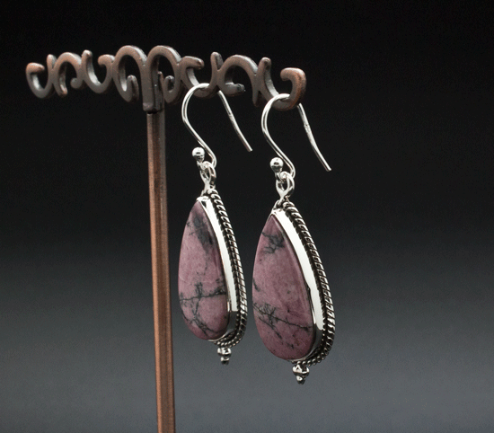 Sterling Silver Rhodonite Earrings