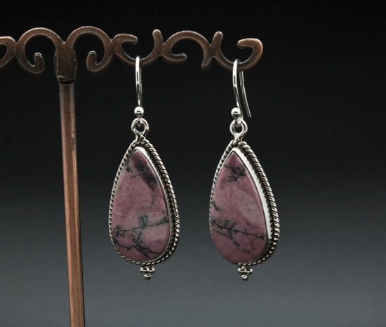 Sterling Silver Rhodonite Earrings