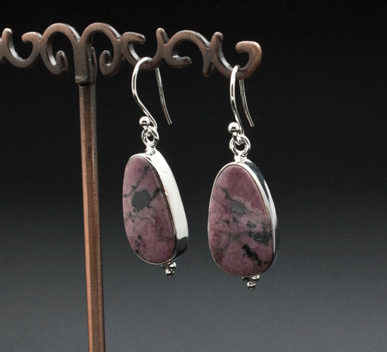 Sterling Silver Rhodonite Earrings