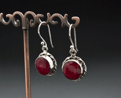 Sterling Silver Ruby Earrings