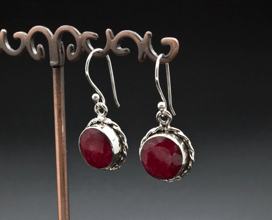 Sterling Silver Ruby Earrings
