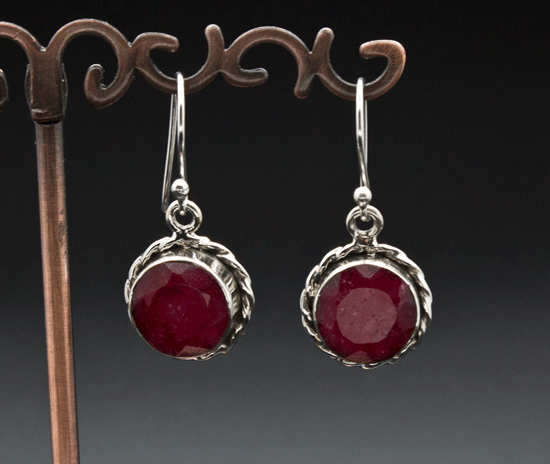 Sterling Silver Ruby Earrings