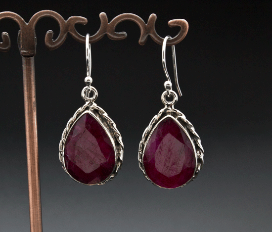 Sterling Silver Ruby Earrings