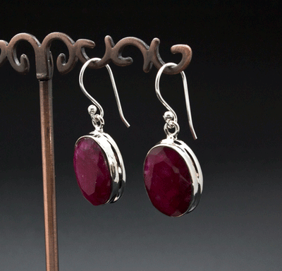 Sterling Silver Ruby Earrings