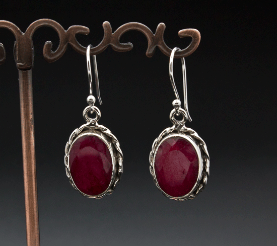 Sterling Silver Ruby Earrings