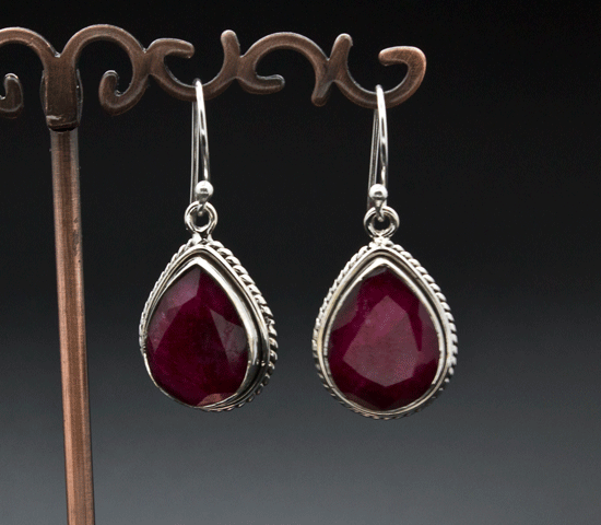 Sterling Silver Ruby Earrings