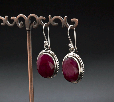 Sterling Silver Ruby Earrings