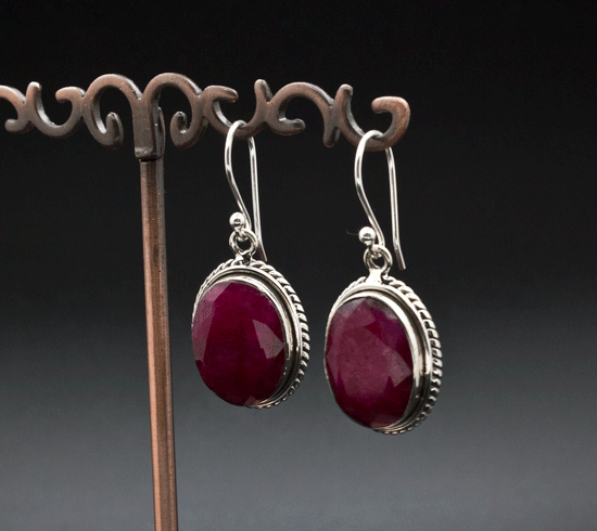 Sterling Silver Ruby Earrings
