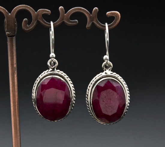 Sterling Silver Ruby Earrings