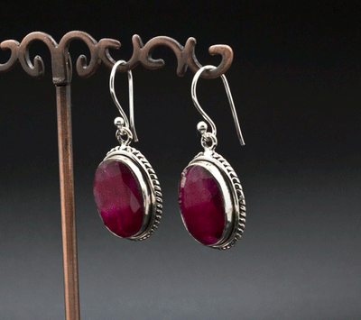 Sterling Silver Ruby Earrings