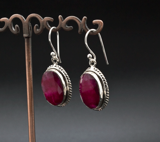 Sterling Silver Ruby Earrings