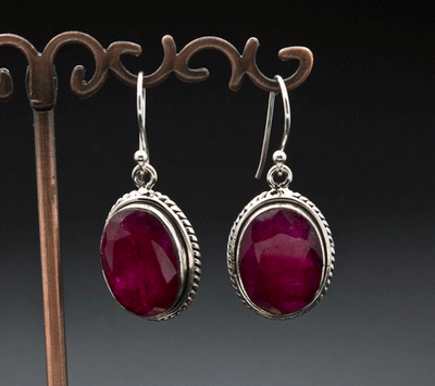 Sterling Silver Ruby Earrings