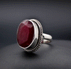 Sterling Silver Faceted Ruby Ring Size 5