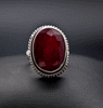 Sterling Silver Faceted Ruby Ring Size 5