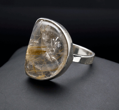 Sterling Silver Rutilated Quartz Ring Size 10