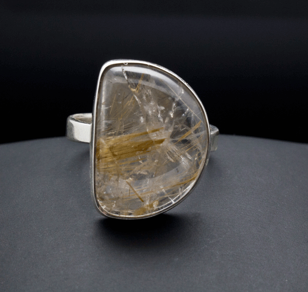 Sterling Silver Rutilated Quartz Ring Size 10