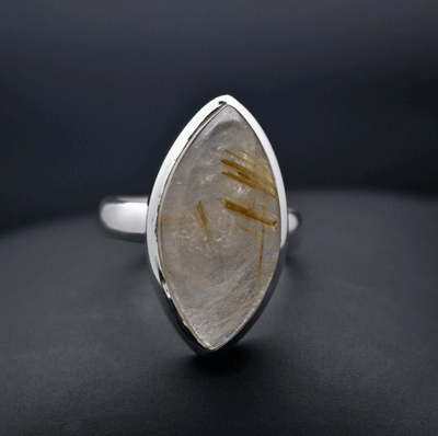 Sterling Silver Rutilated Quartz Ring Size 9