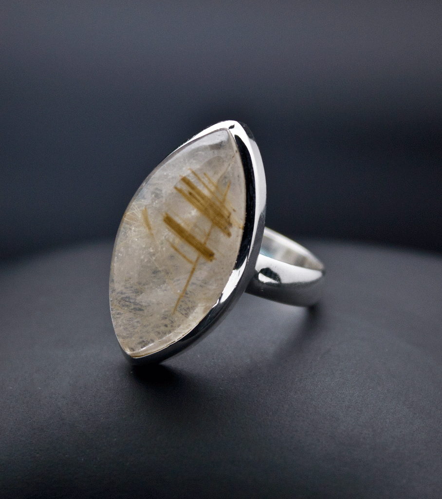 Sterling Silver Rutilated Quartz Ring Size 9