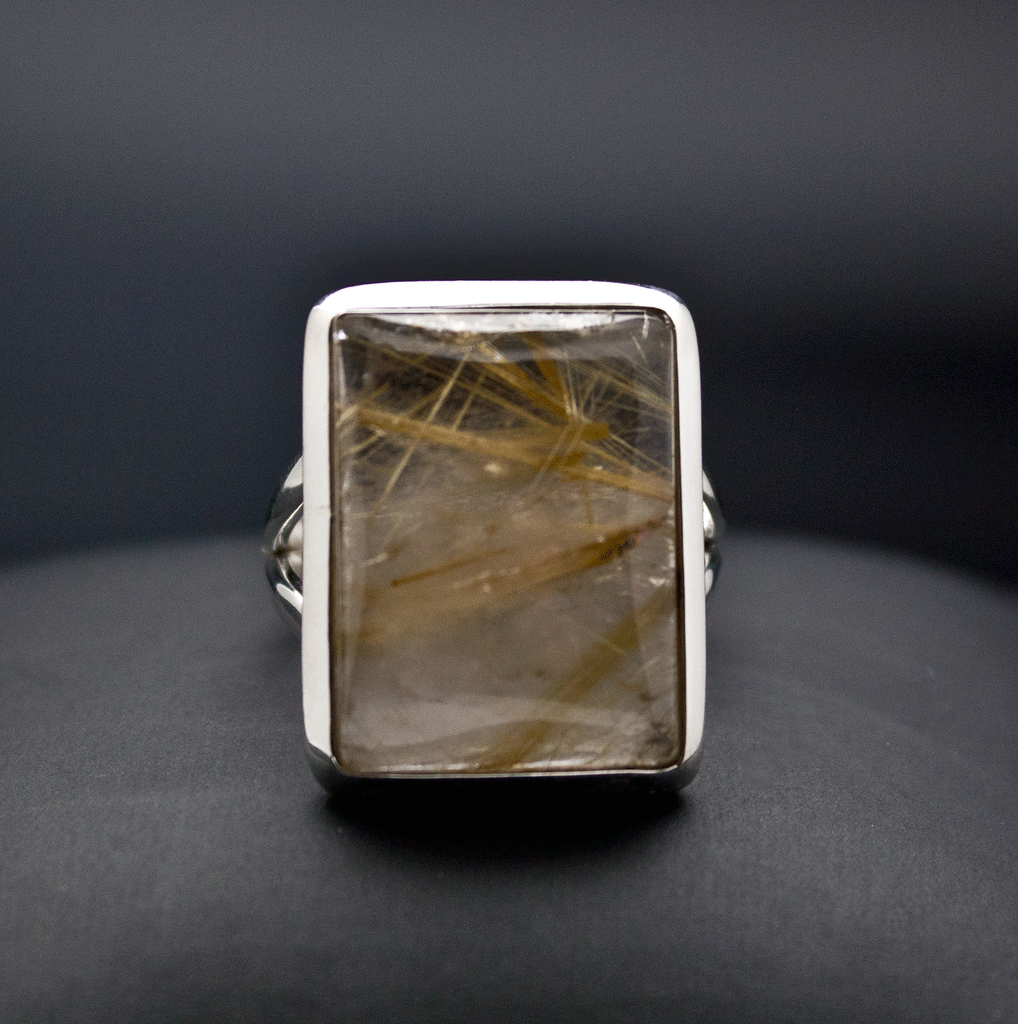 Sterling SIlver Rutilated Quartz Ring Size 9