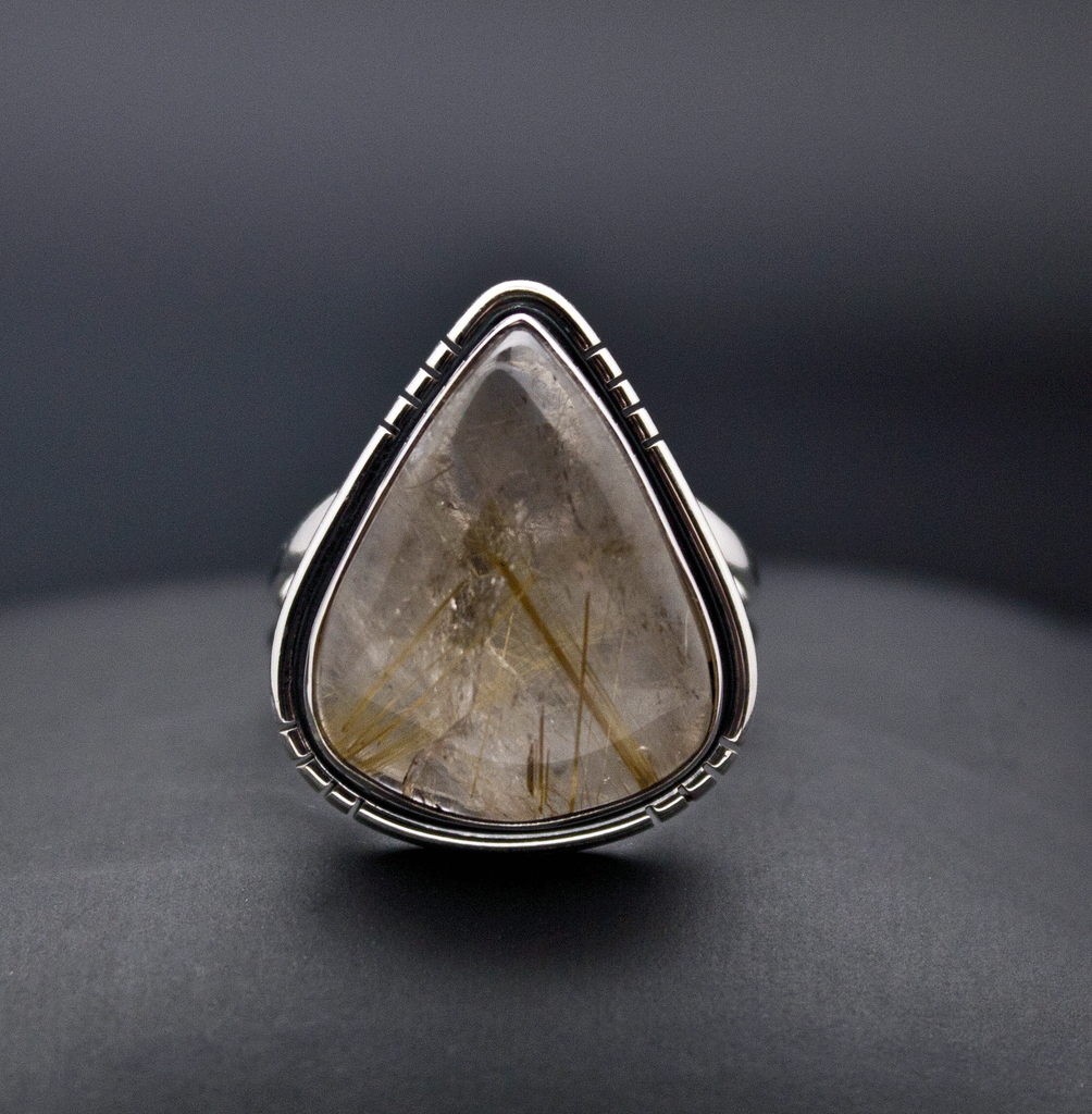 Sterling Silver Rutilated Quartz Ring SIze 7