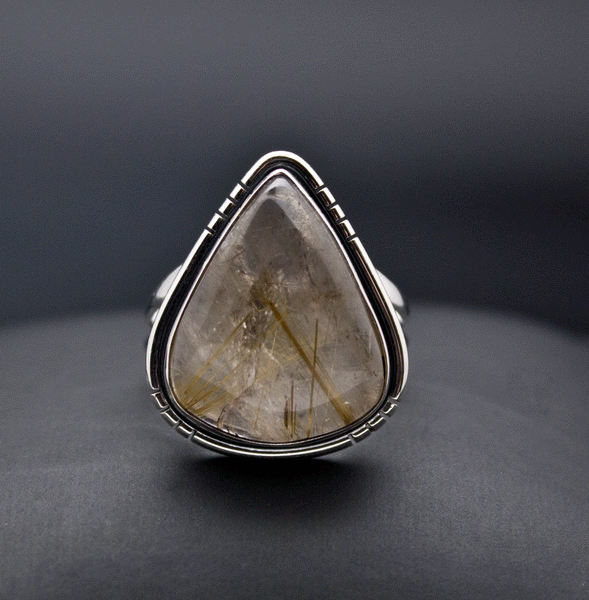 Sterling Silver Rutilated Quartz Ring SIze 7