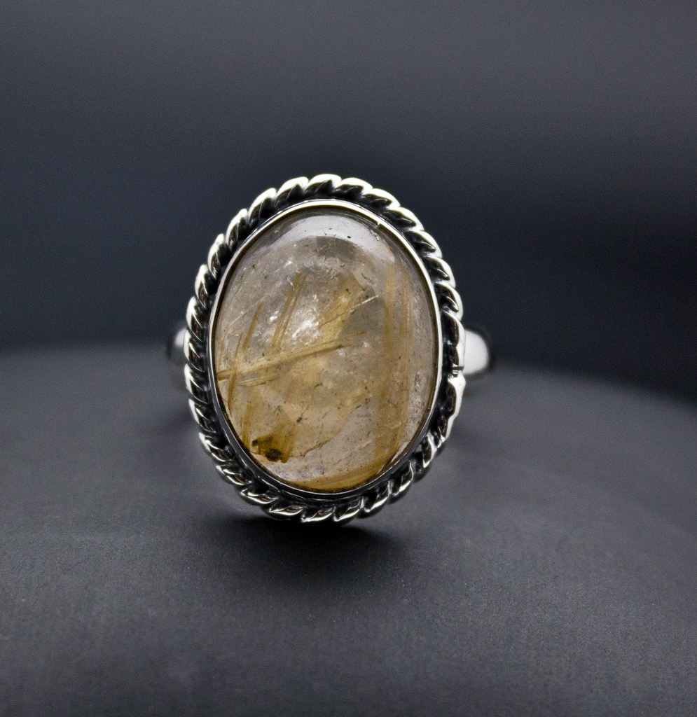 Sterling Silver Rutilated Quartz Ring Size 7