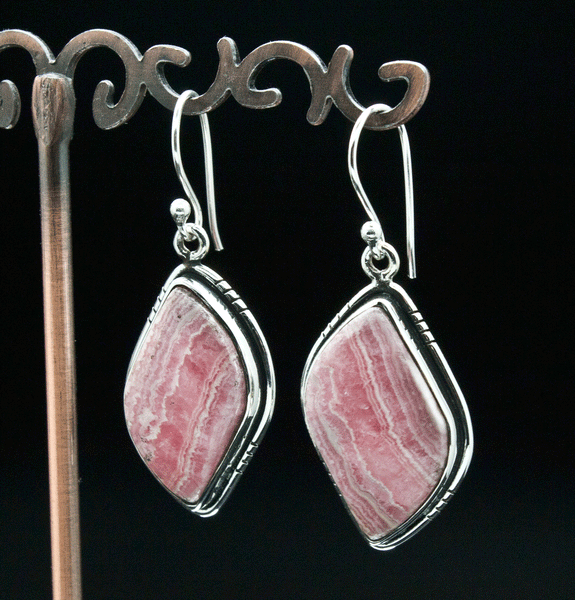 Sterling Silver Rhodochrosite Earrings