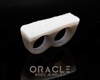 Druzy Agate Double Finger Ring Size 8.5 and 9.5