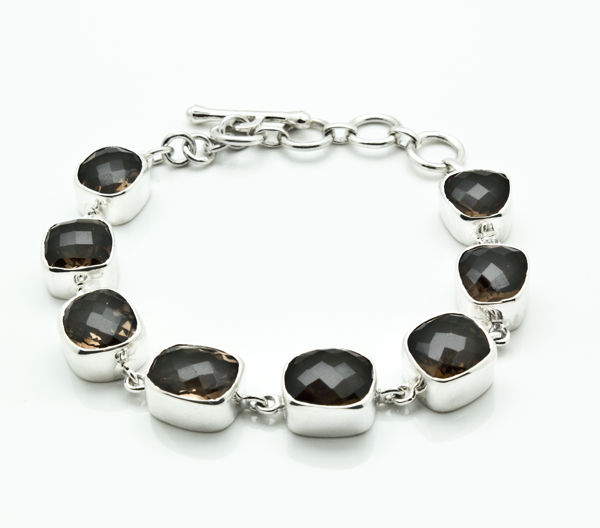Sterling Silver Faceted Smoky Quartz Bracelet