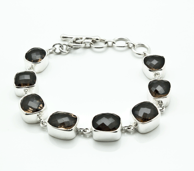Sterling Silver Faceted Smoky Quartz Bracelet