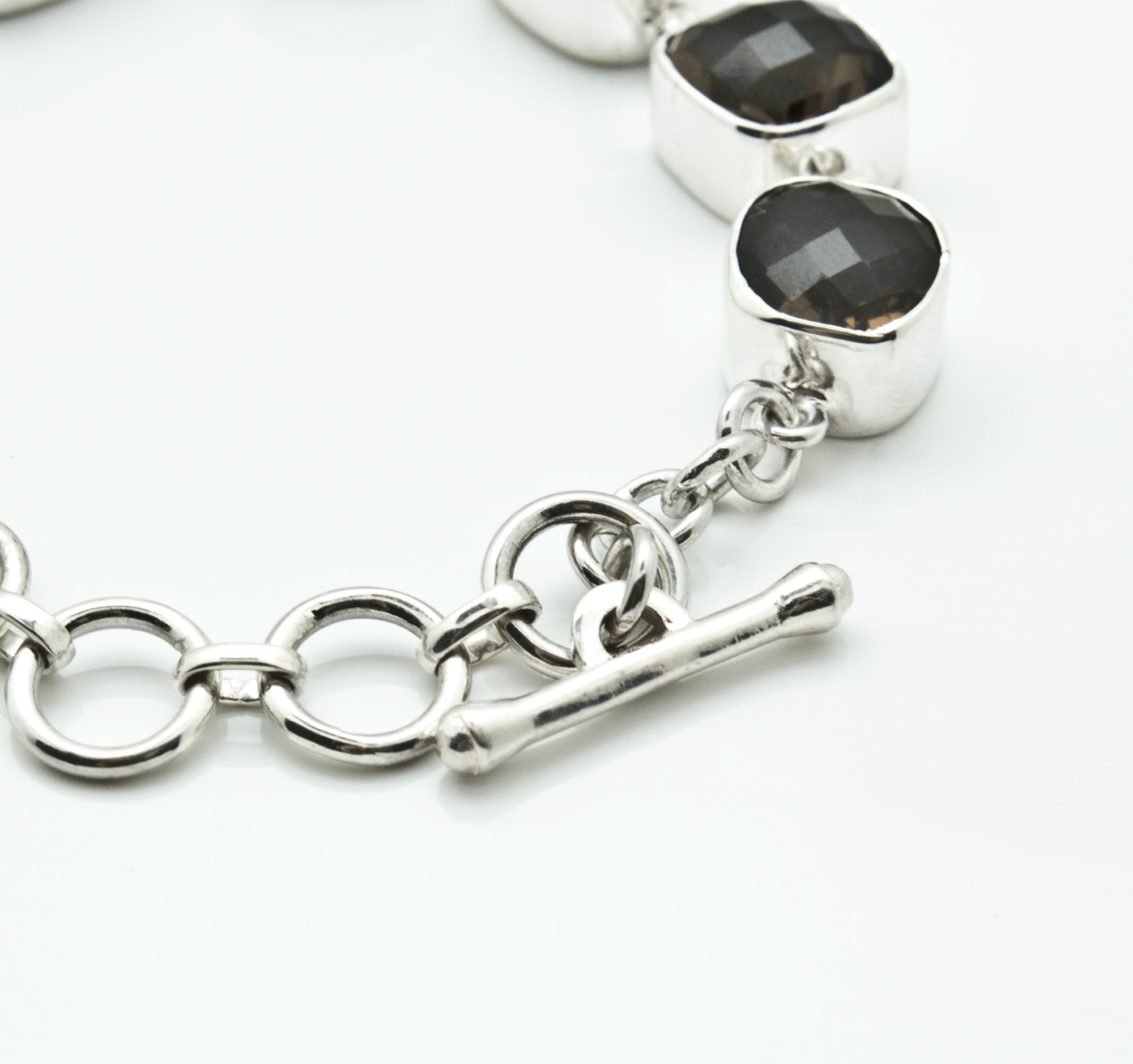 Sterling Silver Faceted Smoky Quartz Bracelet