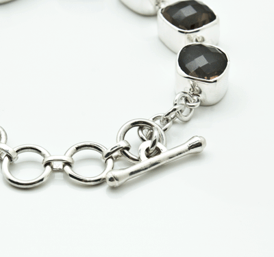 Sterling Silver Faceted Smoky Quartz Bracelet