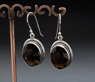 Sterling Silver Smoky Quartz Earrings